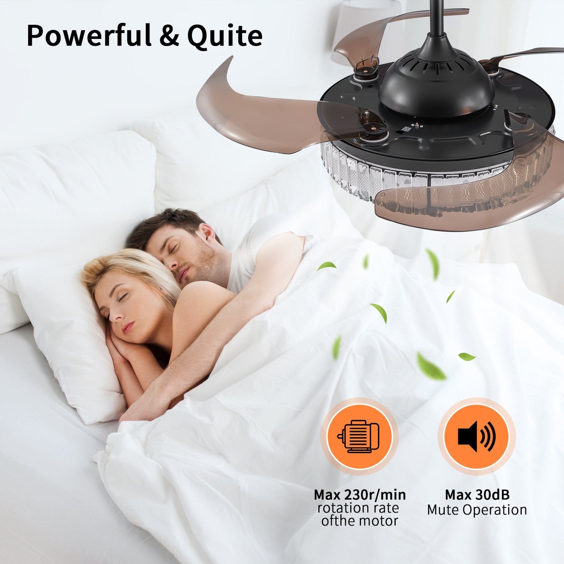 AeroBreeze LED Retractable Ceiling Fan with Remote Control - evoltleds