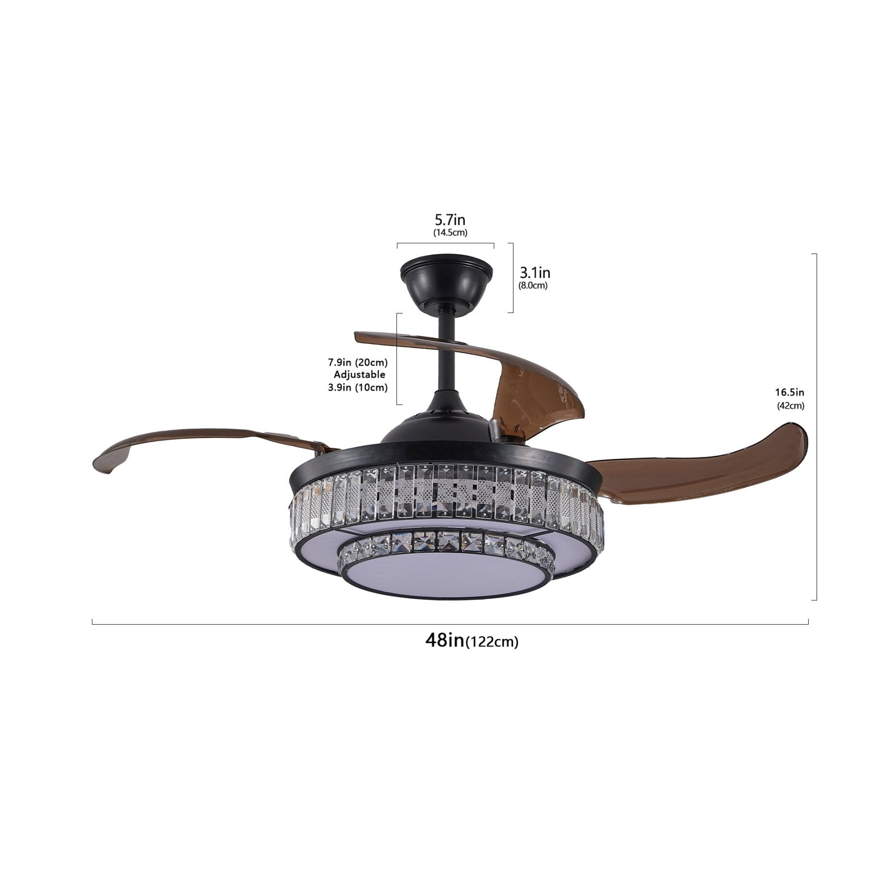 AeroBreeze LED Retractable Ceiling Fan with Remote Control - evoltleds