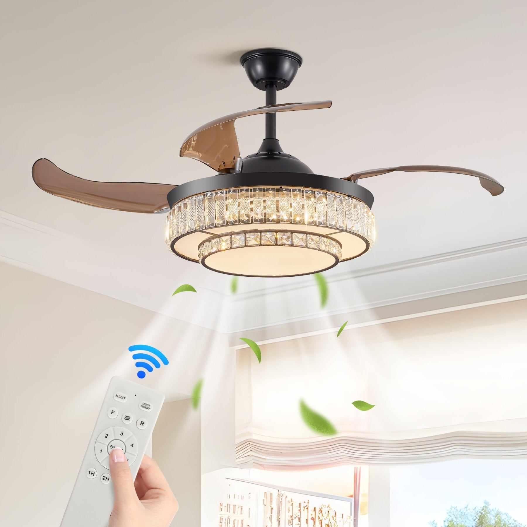 AeroBreeze LED Retractable Ceiling Fan with Remote Control - evoltleds