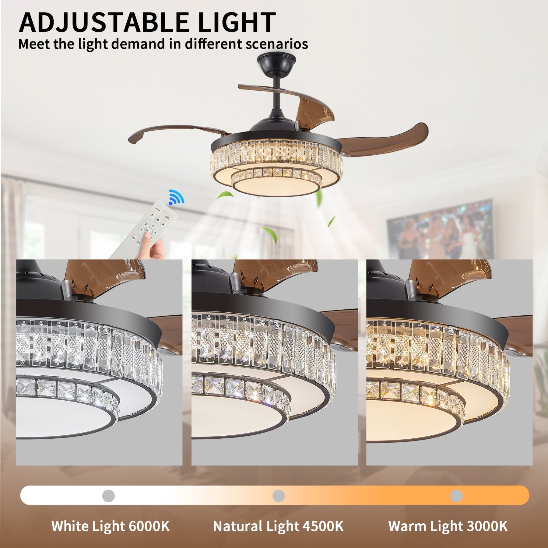 AeroBreeze LED Retractable Ceiling Fan with Remote Control - evoltleds
