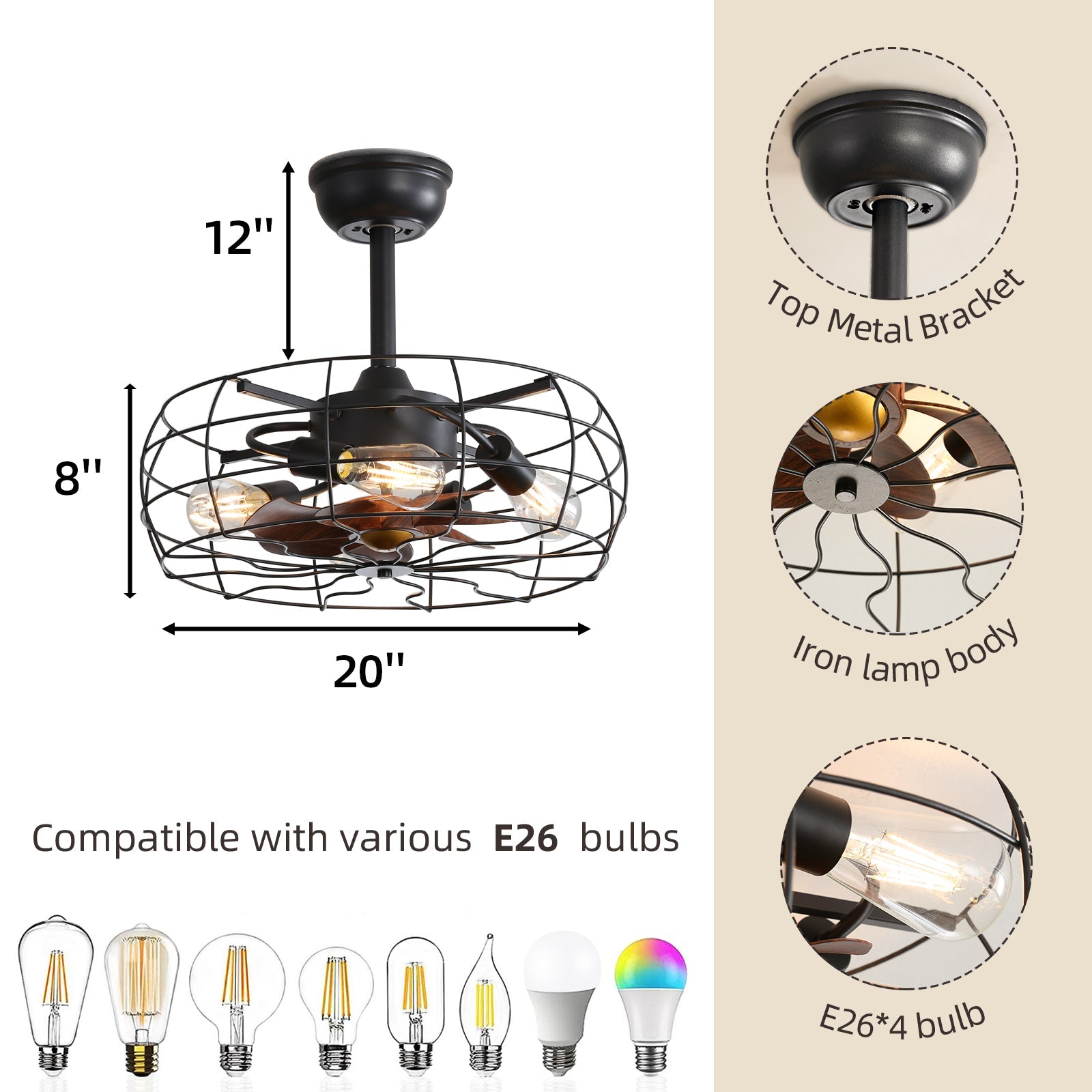 evoltleds Black Iron Ceiling Fan with Remote & APP Control eprolo elegant home decor elite illumination high-end fans LED ceiling fans luxury fans opulent fan designs premium airflow solutions sophisticated lighting