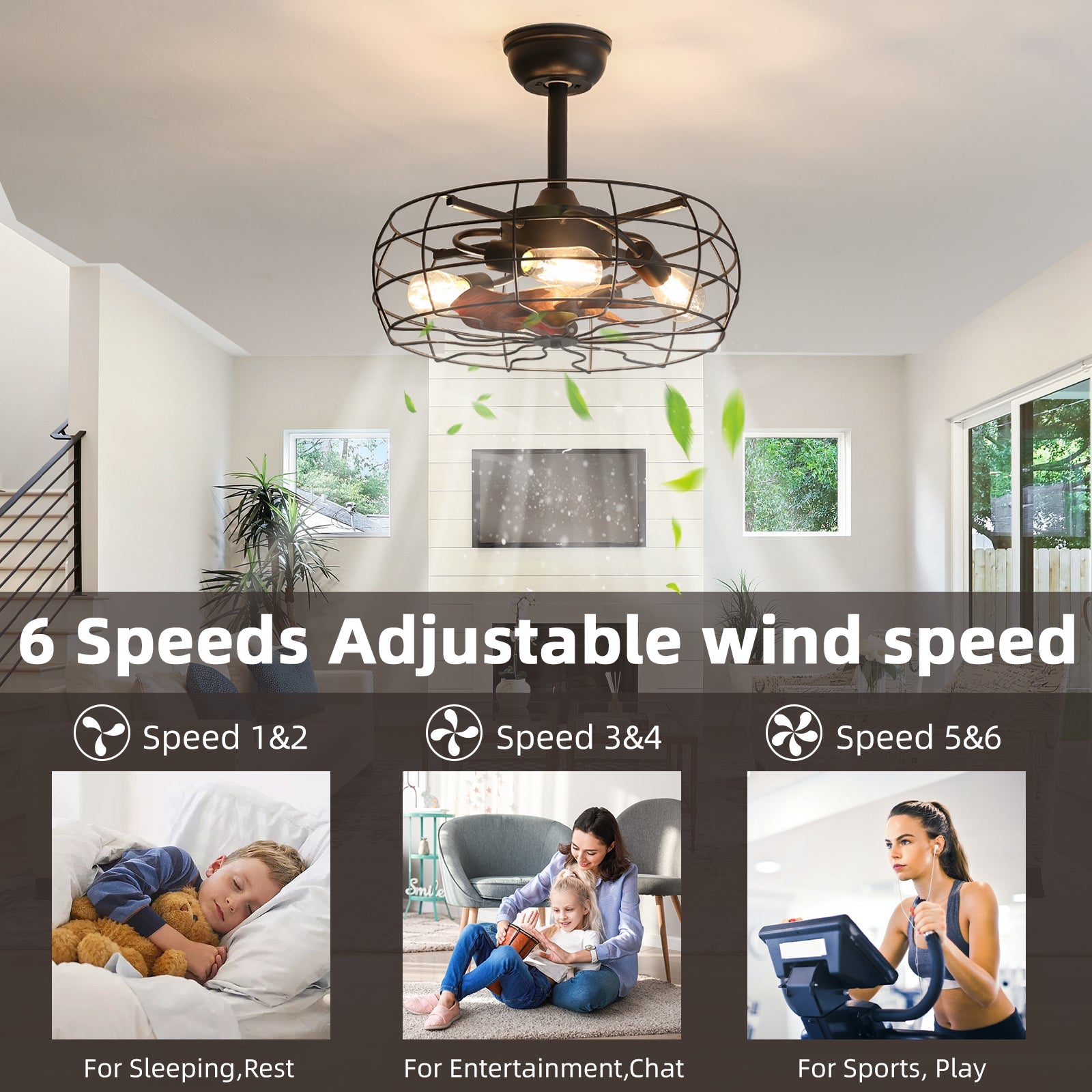 evoltleds Black Iron Ceiling Fan with Remote & APP Control eprolo elegant home decor elite illumination high-end fans LED ceiling fans luxury fans opulent fan designs premium airflow solutions sophisticated lighting