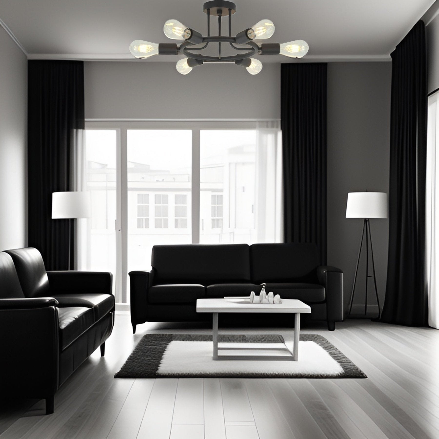 evoltleds Black Metal Tubular Ring Semi-Flush Ceiling Fixture eprolo customizable chandeliers designer lighting elegant home lighting energy-efficient chandeliers high-end chandeliers luxury chandeliers smart chandeliers