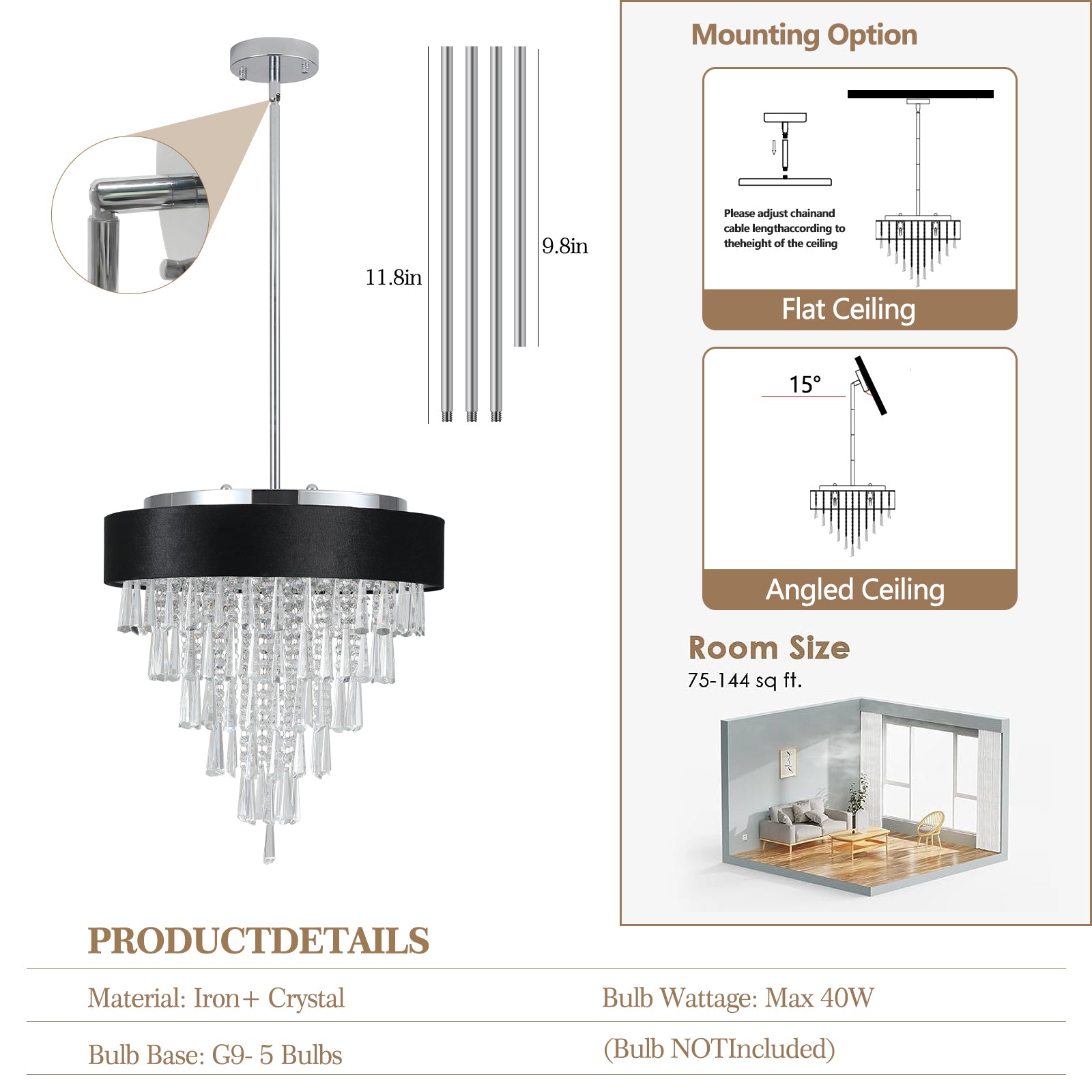 evoltleds Elegant Modern Crystal Chandelier eprolo customizable chandeliers designer lighting elegant home lighting energy-efficient chandeliers high-end chandeliers luxury chandeliers smart chandeliers
