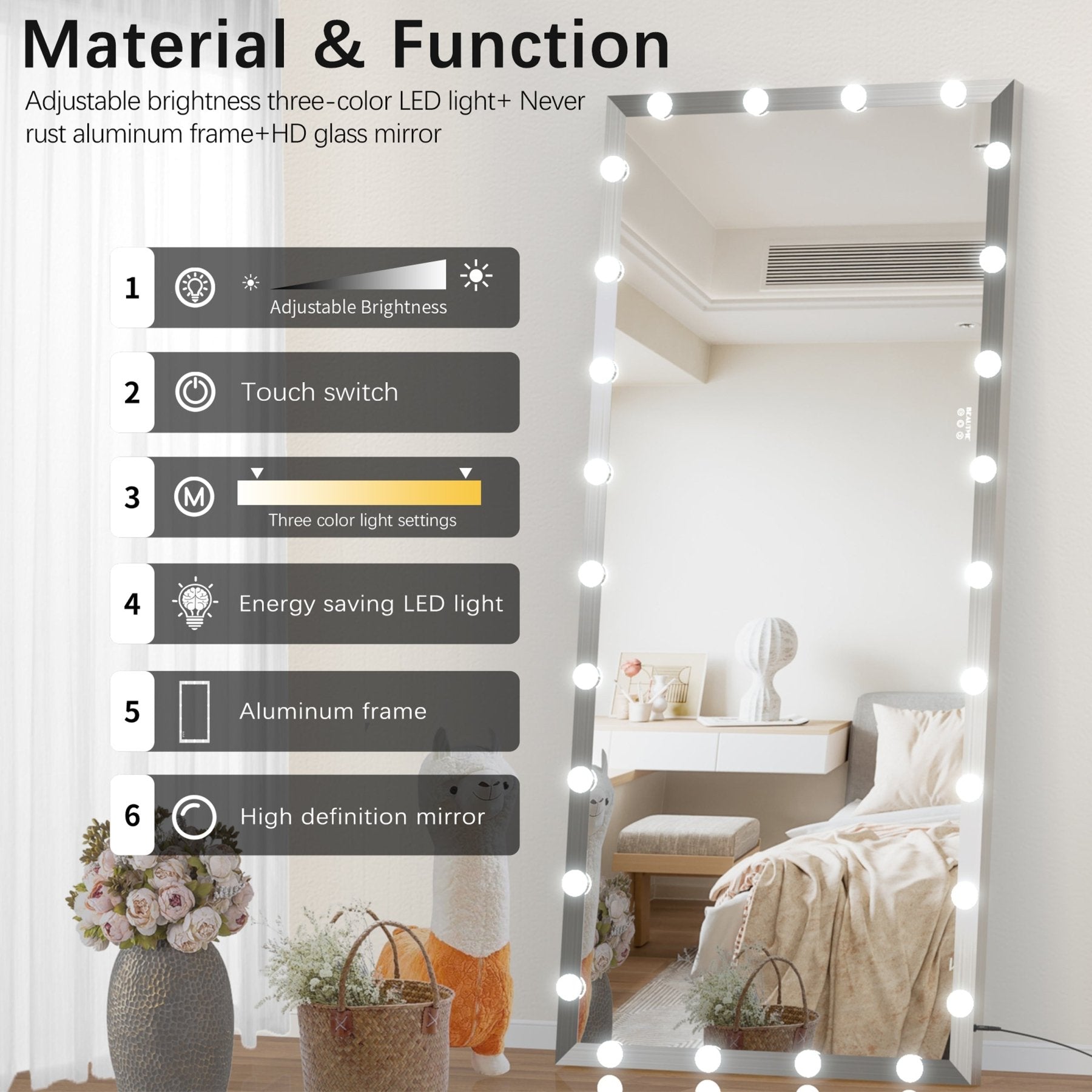 GlamReflect Oversized Hollywood Vanity Mirror - evoltleds