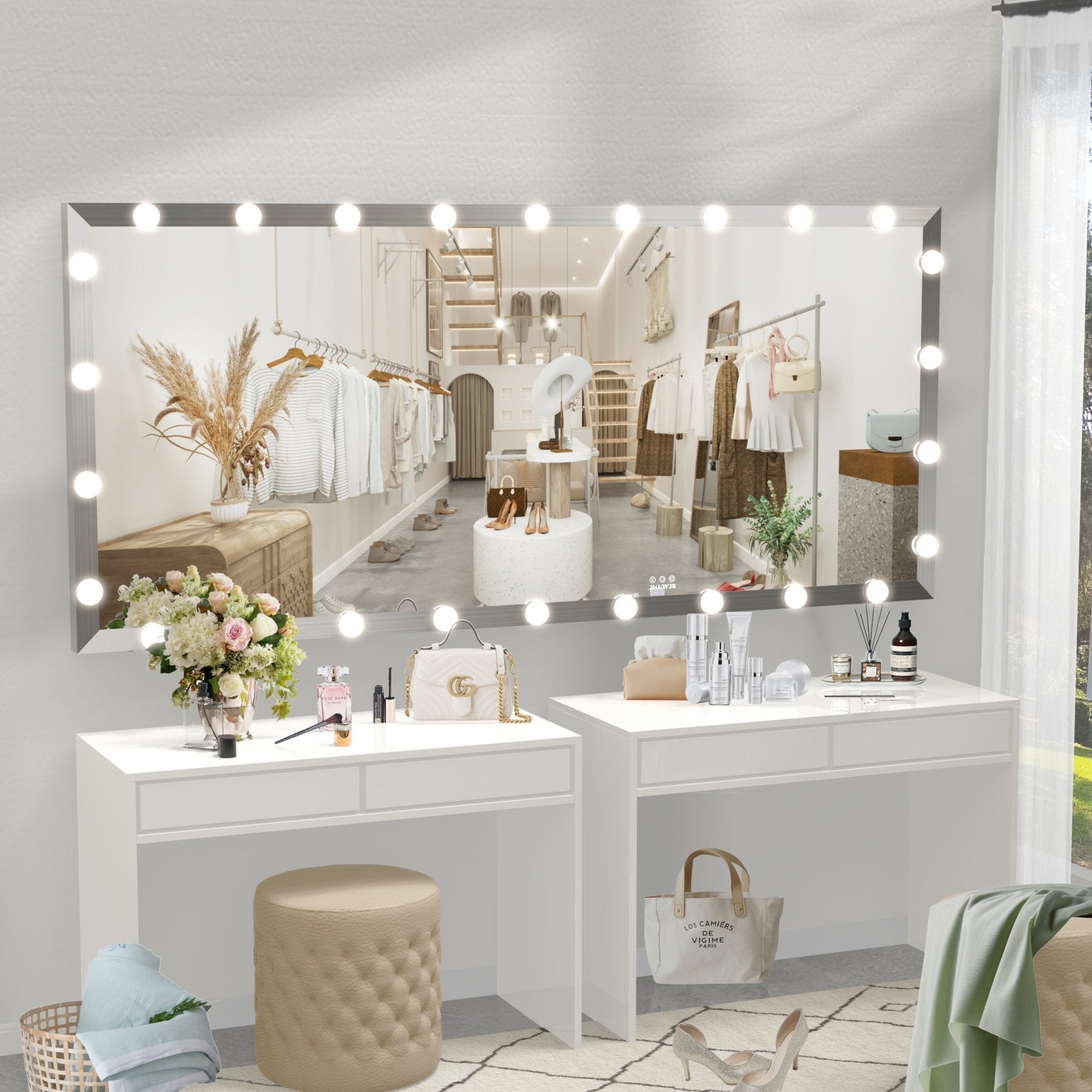 GlamReflect Oversized Hollywood Vanity Mirror - evoltleds