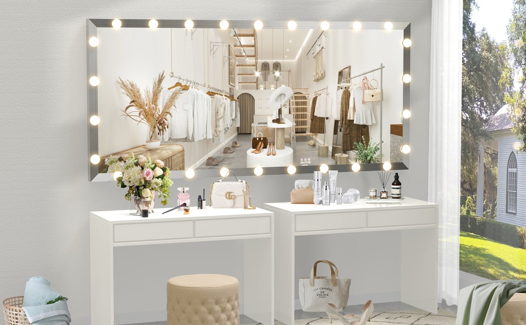 GlamReflect Oversized Hollywood Vanity Mirror - evoltleds