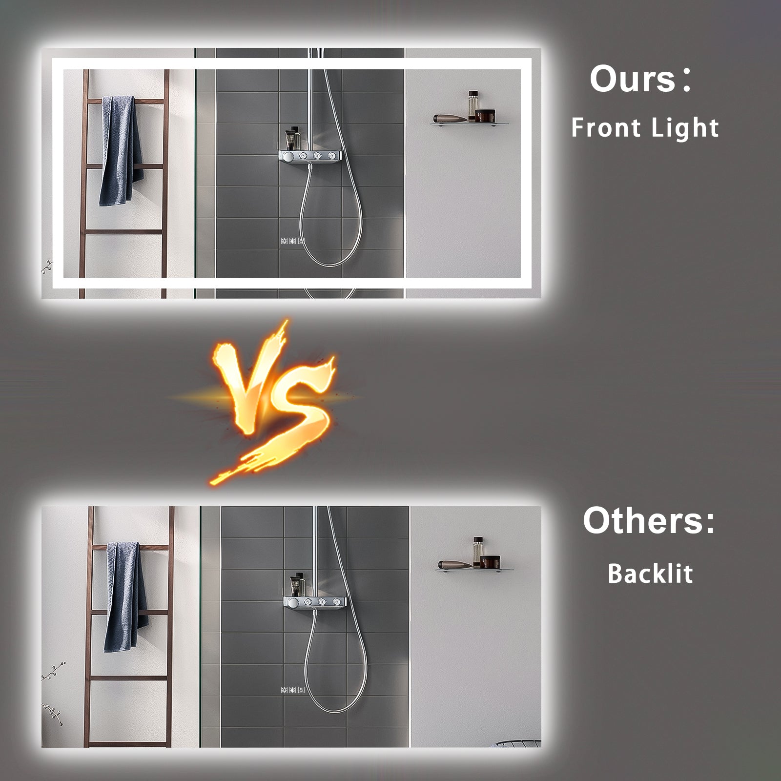 evoltleds Luminous Glow Rectangular Glass Mirror eprolo customizable bathroom vanities high-end bathroom vanities illuminated bathroom vanities LED light vanities luxury bathroom furniture premium bathroom decor Radiant Elegance