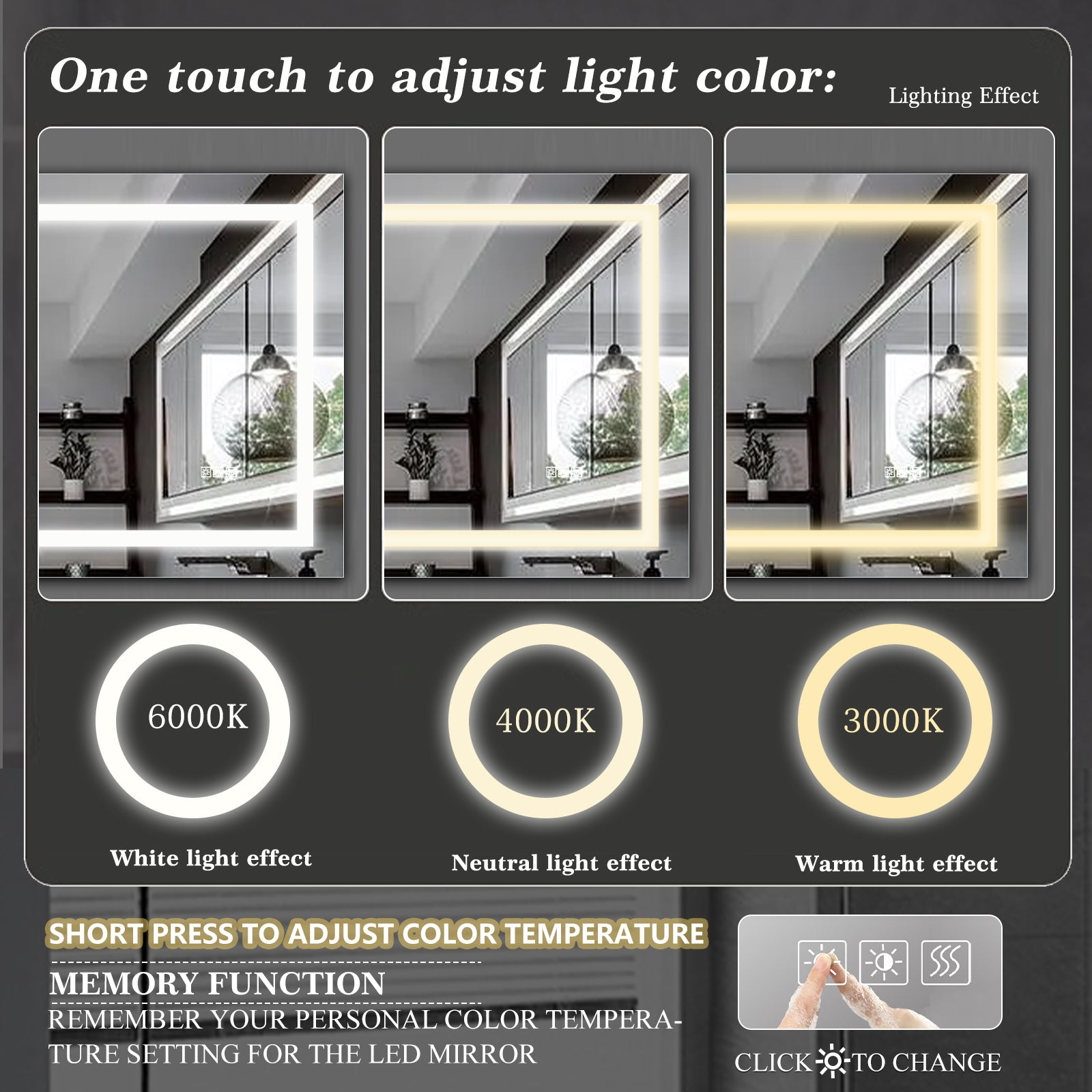 evoltleds Luminous Glow Rectangular Glass Mirror eprolo customizable bathroom vanities high-end bathroom vanities illuminated bathroom vanities LED light vanities luxury bathroom furniture premium bathroom decor Radiant Elegance