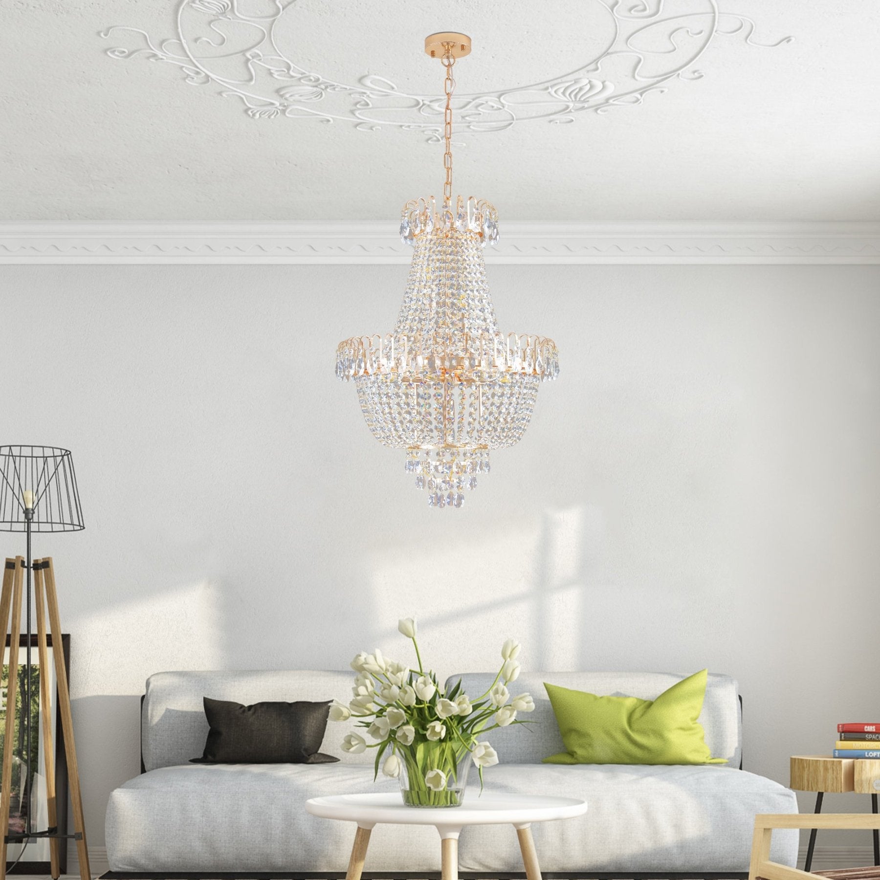 LuxeGlow Gold Crystal Chandelier - evoltleds