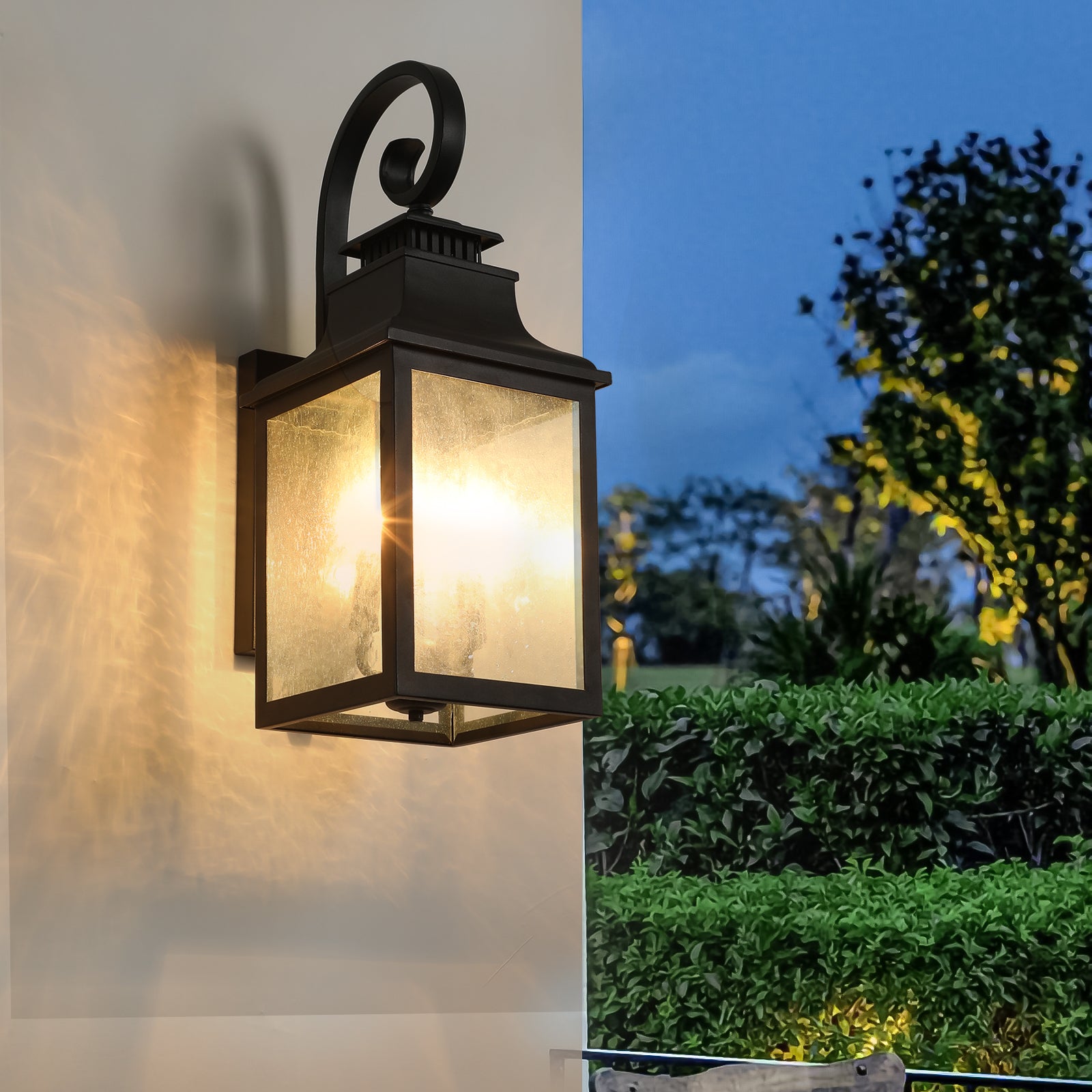 Modern Black Aluminum Outdoor Wall Light with Frosted Glass Panels - evoltleds