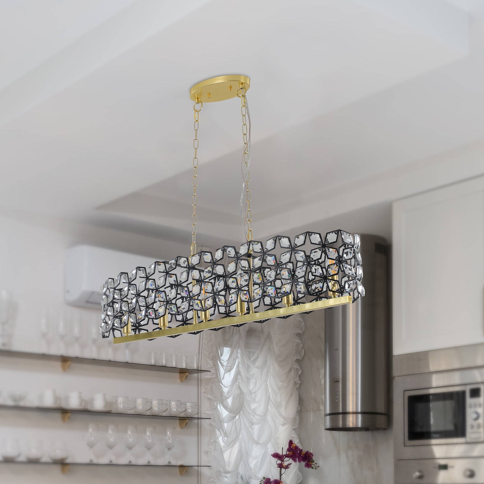 Modern Champagne Gold Oval Crystal Ceiling Chandelier - evoltleds