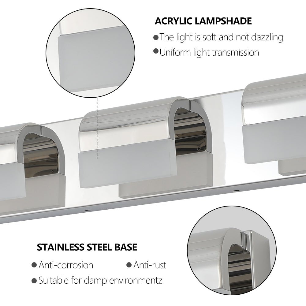 Modern Chrome Stainless Steel Bathroom Vanity Light - evoltleds