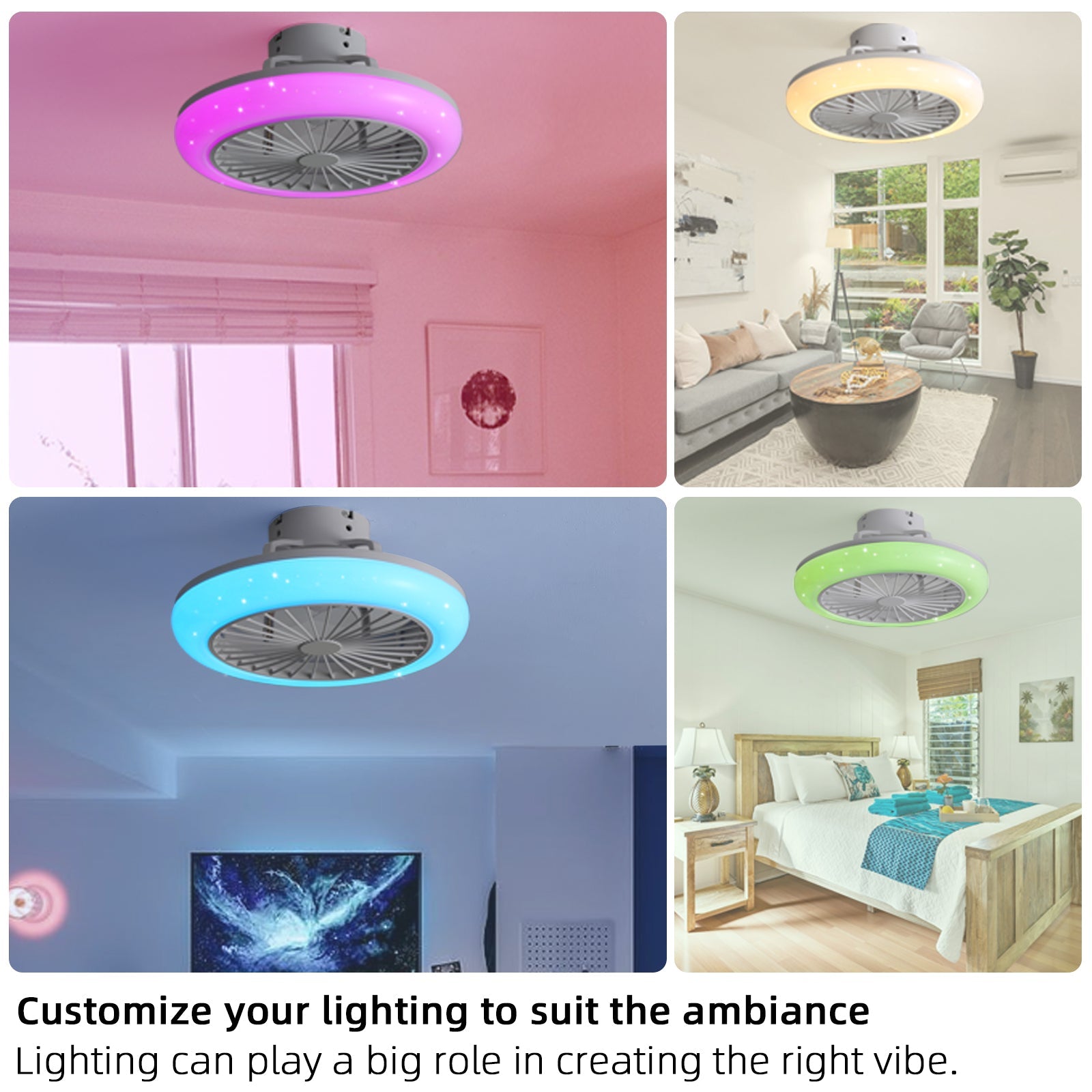 Modern White Iron and Plastic Ceiling Fan with Smart Control and RGB Lighting - evoltleds