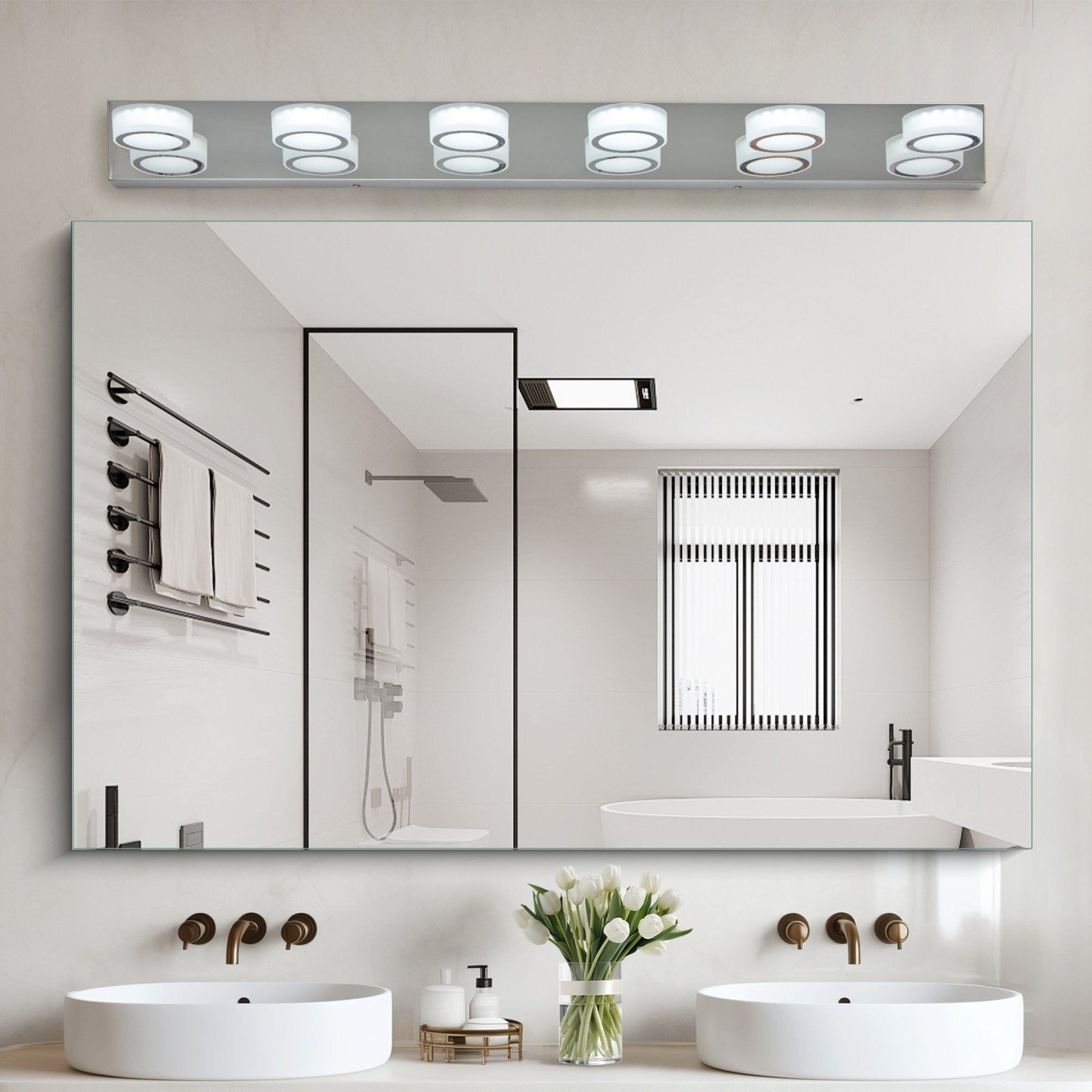Radiant Chrome 6 - Light LED Vanity Light - evoltleds