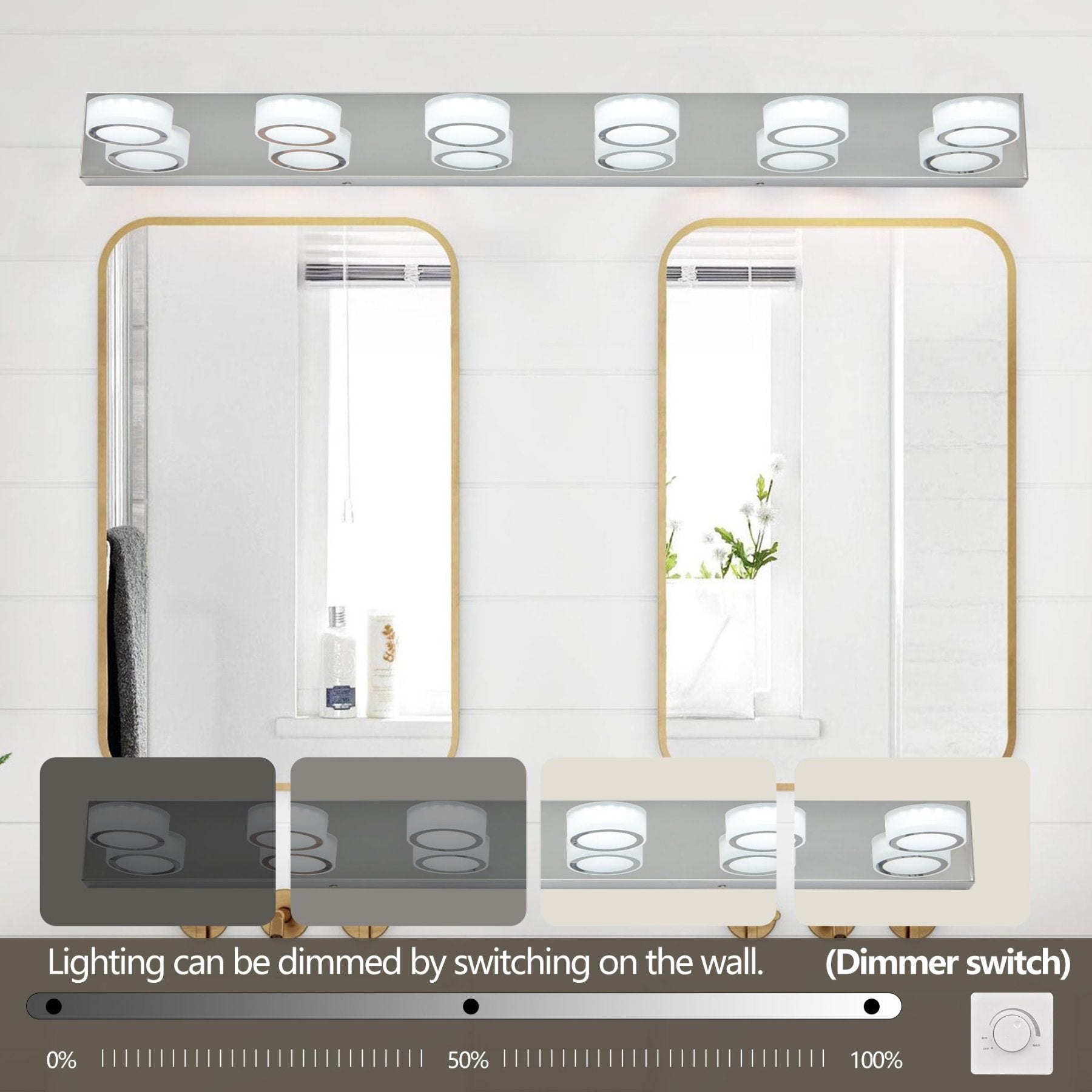 Radiant Chrome 6 - Light LED Vanity Light - evoltleds