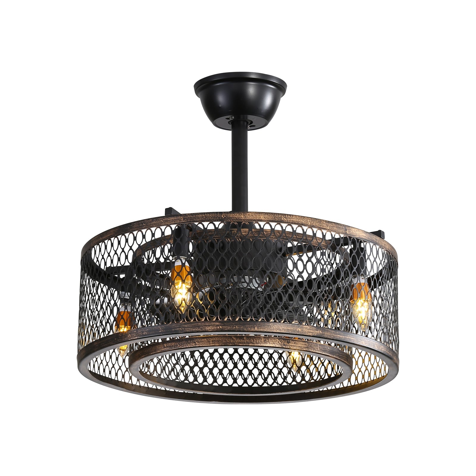 Retro Black Iron Ceiling Fan with Remote & APP Control - evoltleds