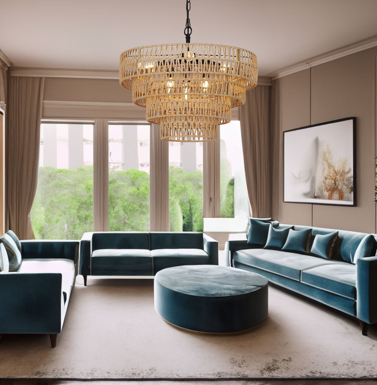 RusticWave Boho Rattan Chandelier - evoltleds