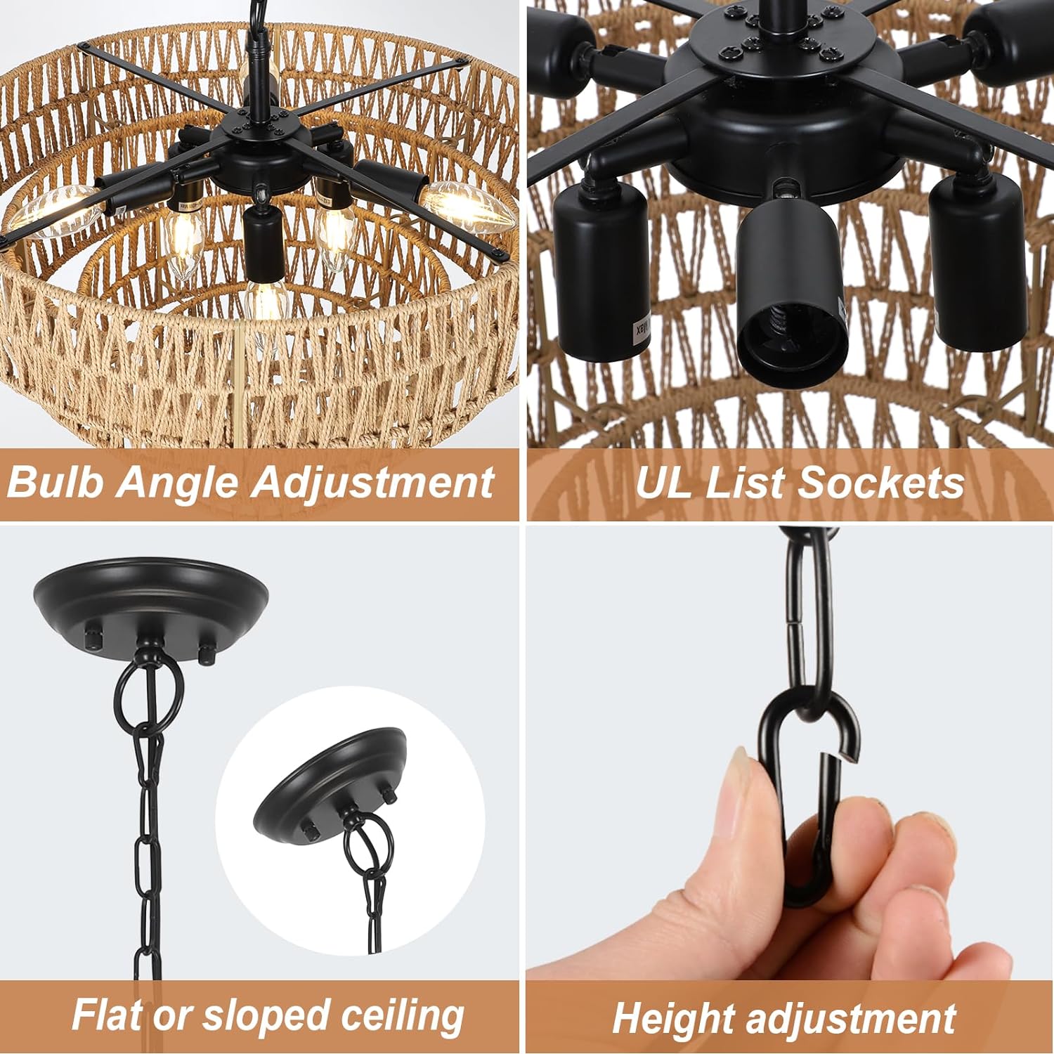 RusticWave Boho Rattan Chandelier - evoltleds