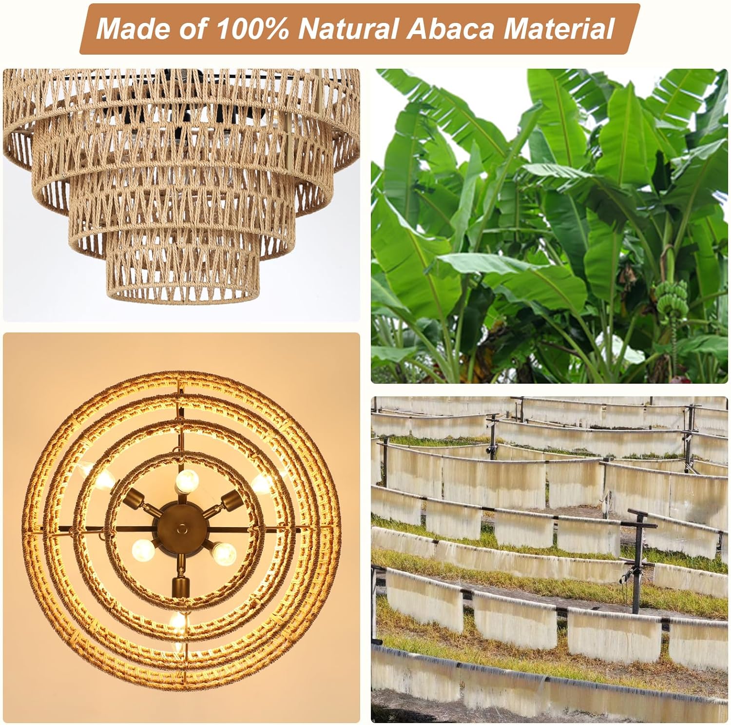 RusticWave Boho Rattan Chandelier - evoltleds