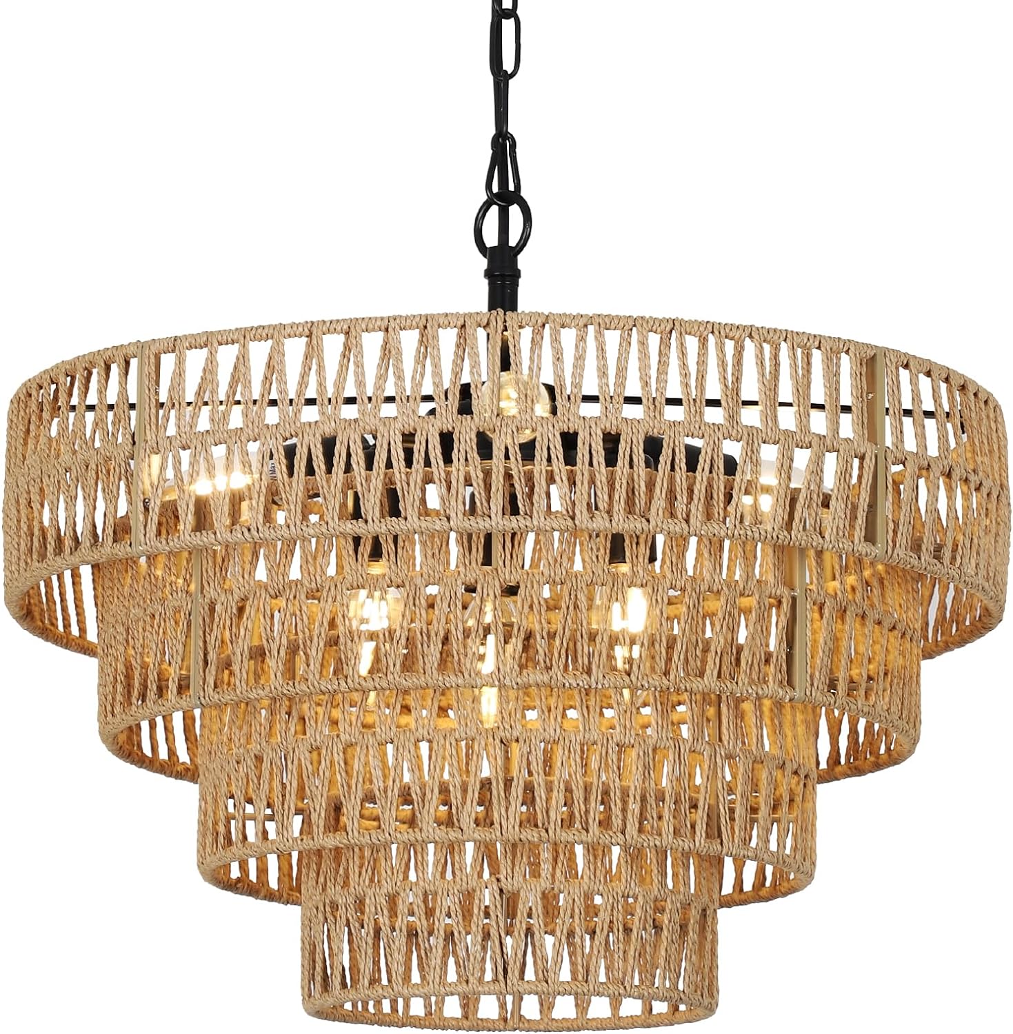RusticWave Boho Rattan Chandelier - evoltleds