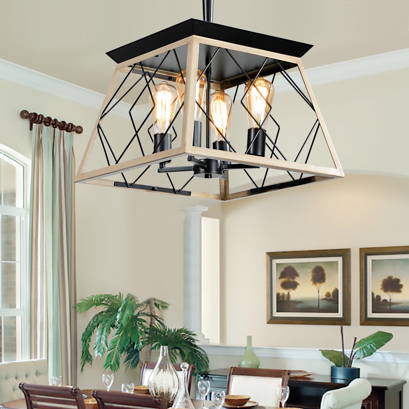 Traditional Oak Metal Pendant Ceiling Light - evoltleds