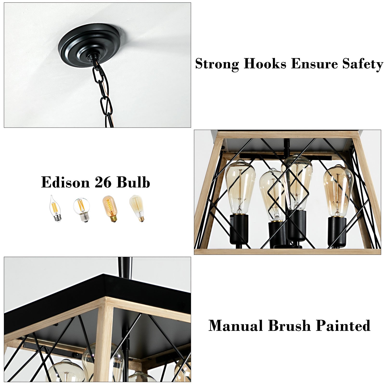 Traditional Oak Metal Pendant Ceiling Light - evoltleds