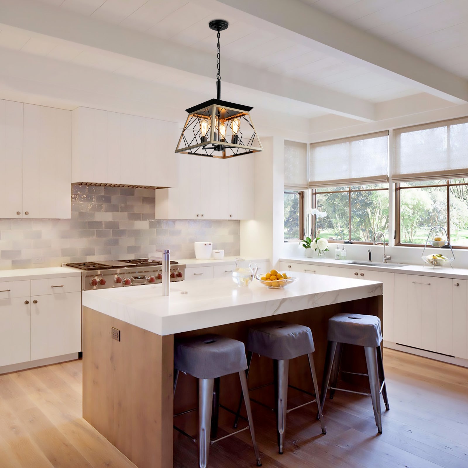 Traditional Oak Metal Pendant Ceiling Light - evoltleds