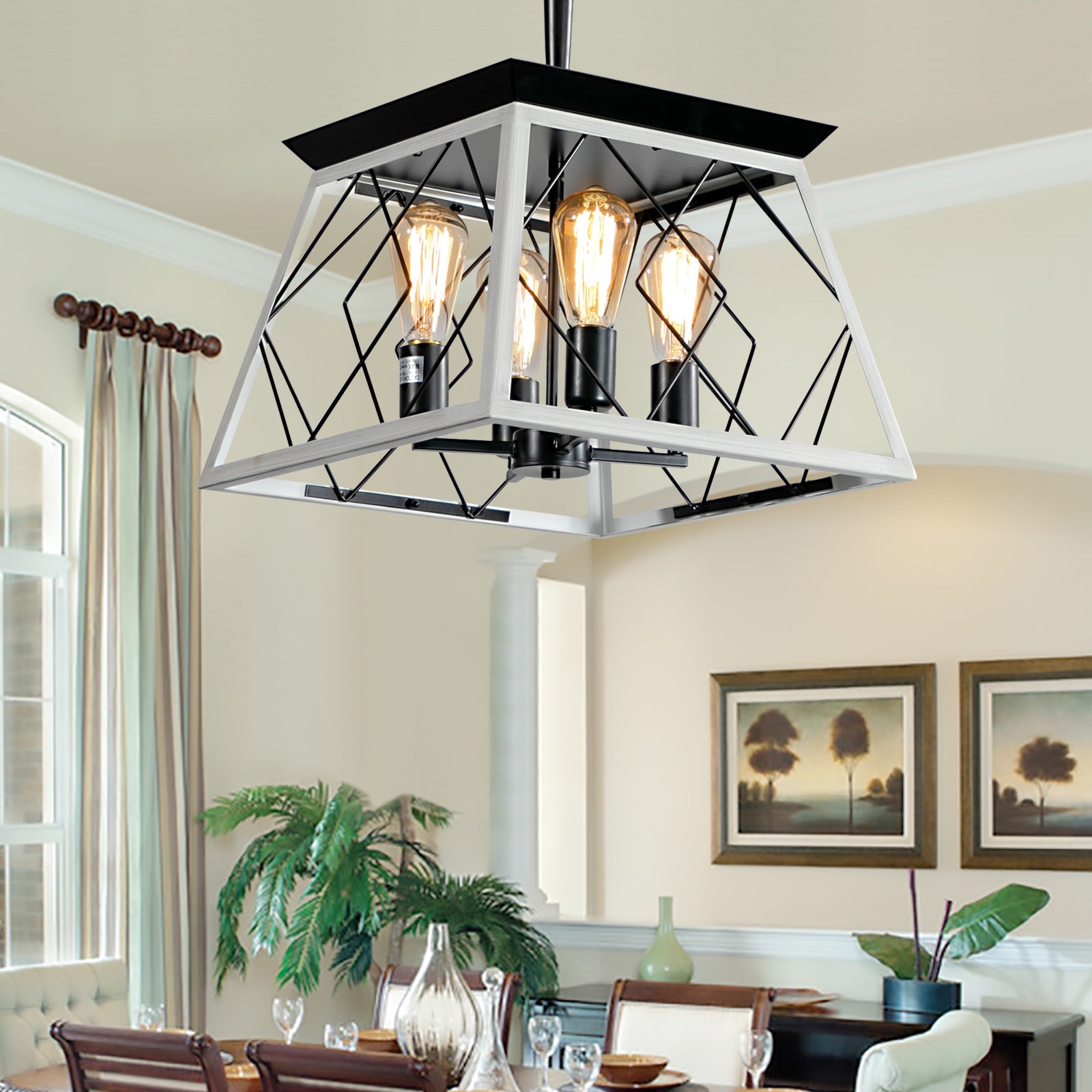Traditional White Metal Pendant Ceiling Light - evoltleds
