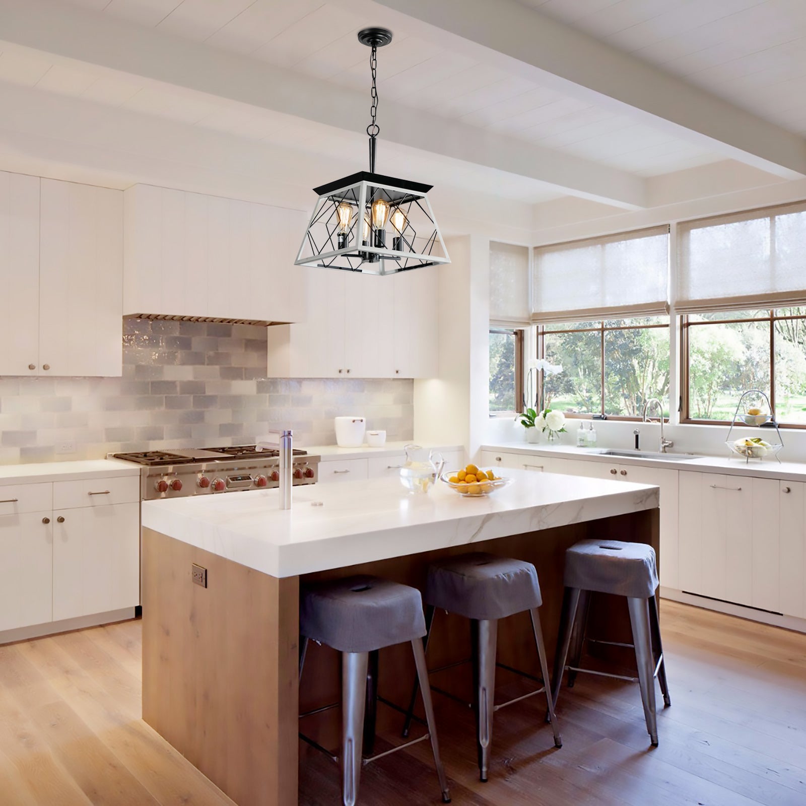 Traditional White Metal Pendant Ceiling Light - evoltleds